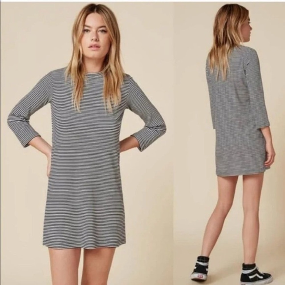 Reformation Gordon Dress Tokyo Stripe Long Sleeve Mini Dress size XXS